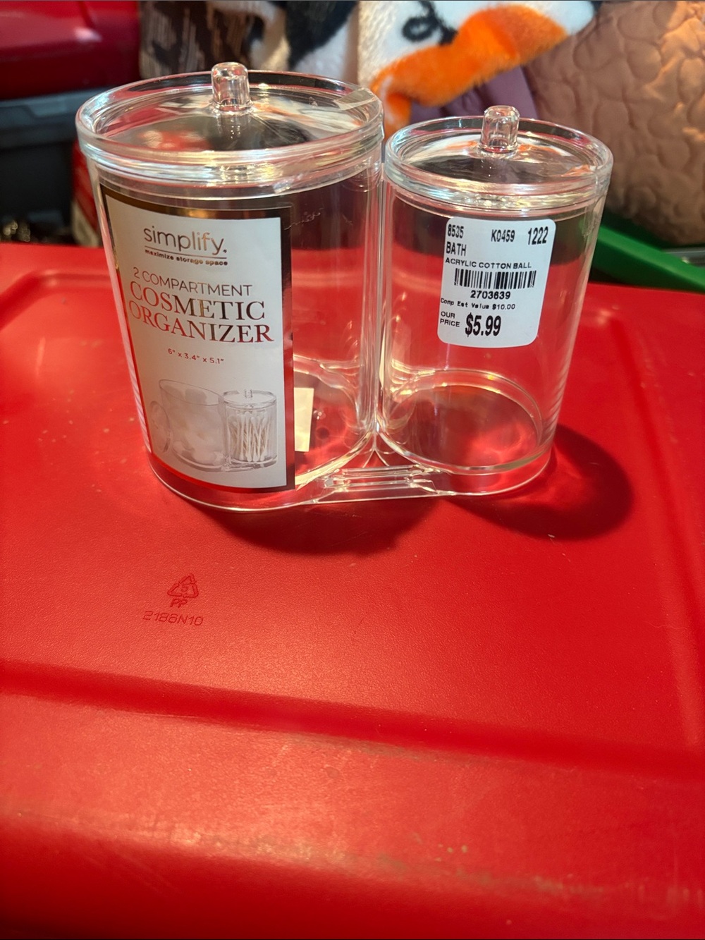 Clear 2-Compartment Cosmetic Organizer - Clear